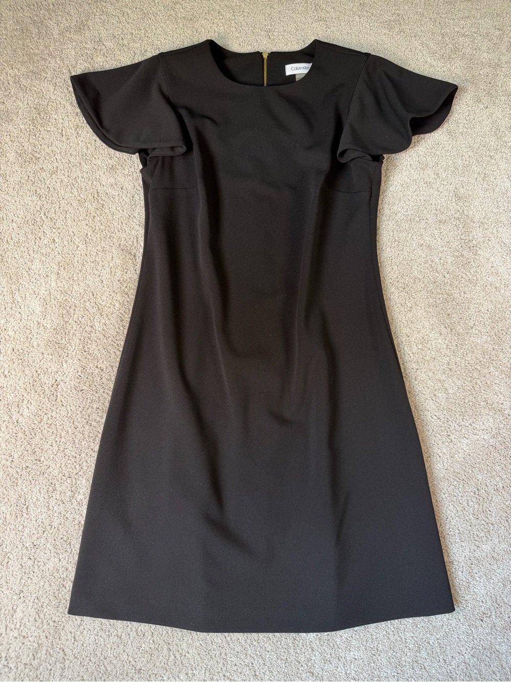 Calvin Klein Black Dress Ruffle Flutter Sleeves Women’s Size 4